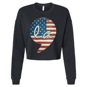 Comma La Funny Kamala Harris Usa Flag Cropped Pullover Crew