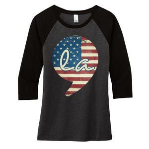 Comma La Funny Kamala Harris Usa Flag Women's Tri-Blend 3/4-Sleeve Raglan Shirt