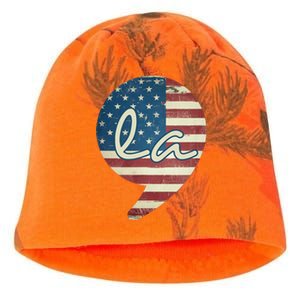 Comma La Funny Kamala Harris Usa Flag Kati - Camo Knit Beanie