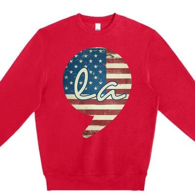 Comma La Funny Kamala Harris Usa Flag Premium Crewneck Sweatshirt