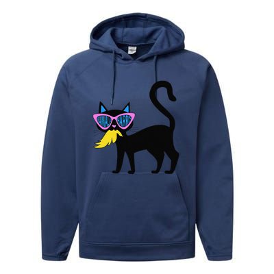 Cat Ladies For Kamala Harris Donald Trump 2024 Sarcastic Performance Fleece Hoodie