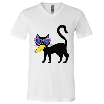 Cat Ladies For Kamala Harris Donald Trump 2024 Sarcastic V-Neck T-Shirt