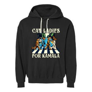 Cat Ladies For Kamala Childless Cat Ladies Not Going Back Garment-Dyed Fleece Hoodie