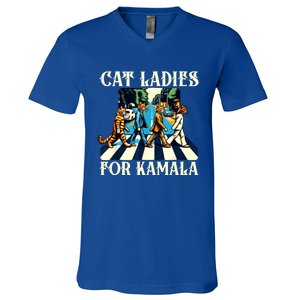 Cat Ladies For Kamala Childless Cat Ladies Not Going Back V-Neck T-Shirt