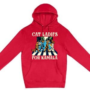 Cat Ladies For Kamala Childless Cat Ladies Not Going Back Premium Pullover Hoodie