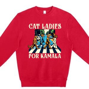 Cat Ladies For Kamala Childless Cat Ladies Not Going Back Premium Crewneck Sweatshirt