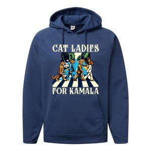 Cat Ladies For Kamala Childless Cat Ladies Not Going Back Performance Fleece Hoodie