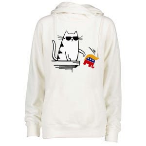 Cat Ladies For Kamala Harris Donald Trump 2024 Sarcastic Womens Funnel Neck Pullover Hood