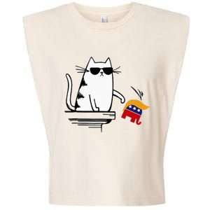 Cat Ladies For Kamala Harris Donald Trump 2024 Sarcastic Garment-Dyed Women's Muscle Tee