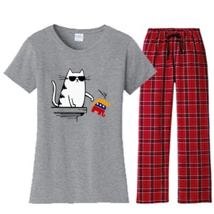 Cat Ladies For Kamala Harris Donald Trump 2024 Sarcastic Women's Flannel Pajama Set