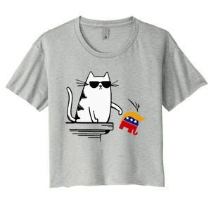 Cat Ladies For Kamala Harris Donald Trump 2024 Sarcastic Women's Crop Top Tee