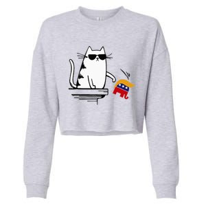 Cat Ladies For Kamala Harris Donald Trump 2024 Sarcastic Cropped Pullover Crew