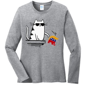 Cat Ladies For Kamala Harris Donald Trump 2024 Sarcastic Ladies Long Sleeve Shirt