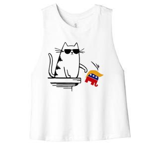 Cat Ladies For Kamala Harris Donald Trump 2024 Sarcastic Women's Racerback Cropped Tank