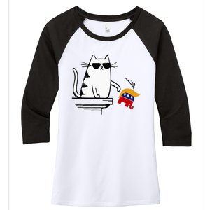 Cat Ladies For Kamala Harris Donald Trump 2024 Sarcastic Women's Tri-Blend 3/4-Sleeve Raglan Shirt