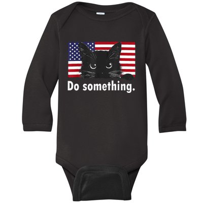 Cat Ladies Funny Kamala Harris 2024 Election Do Something Baby Long Sleeve Bodysuit