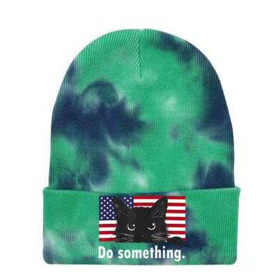 Cat Ladies Funny Kamala Harris 2024 Election Do Something Tie Dye 12in Knit Beanie