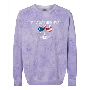 Cat Ladies For Kamala . Colorblast Crewneck Sweatshirt