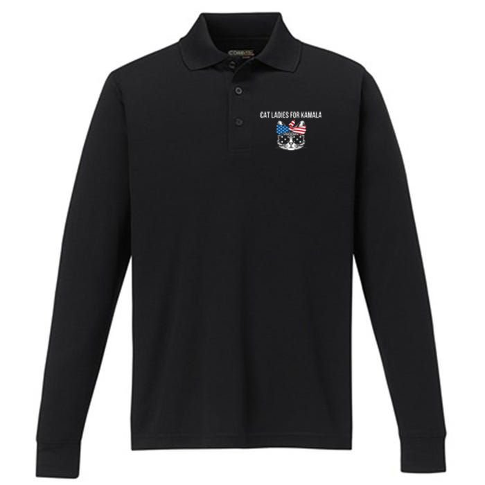 Cat Ladies For Kamala . Performance Long Sleeve Polo