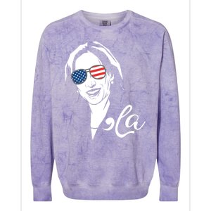 Comma La Funny Kamala Harris Usa Flag Sunglasses Colorblast Crewneck Sweatshirt