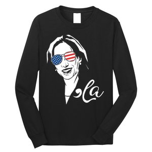 Comma La Funny Kamala Harris Usa Flag Sunglasses Long Sleeve Shirt