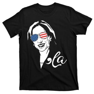 Comma La Funny Kamala Harris Usa Flag Sunglasses T-Shirt