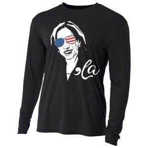 Comma La Funny Kamala Harris Usa Flag Sunglasses Cooling Performance Long Sleeve Crew