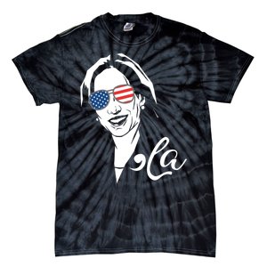 Comma La Funny Kamala Harris Usa Flag Sunglasses Tie-Dye T-Shirt