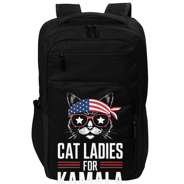 Cat Ladies For Kamala Funny Cat 2024 President Kamala Harris Impact Tech Backpack