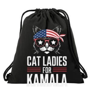 Cat Ladies For Kamala Funny Cat 2024 President Kamala Harris Drawstring Bag