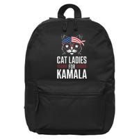 Cat Ladies For Kamala Funny Cat 2024 President Kamala Harris 16 in Basic Backpack