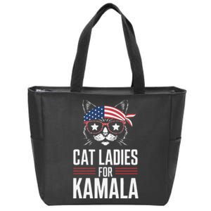 Cat Ladies For Kamala Funny Cat 2024 President Kamala Harris Zip Tote Bag