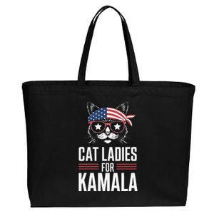 Cat Ladies For Kamala Funny Cat 2024 President Kamala Harris Cotton Canvas Jumbo Tote