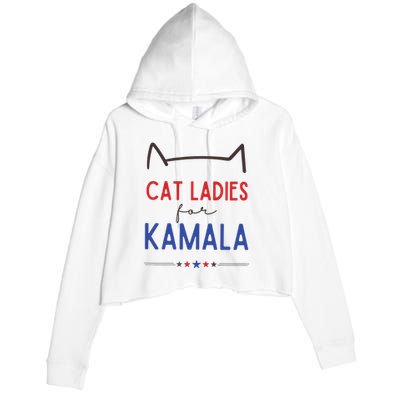 Cat Ladies For Kamala Cat Lady For Women Feminist Crop Fleece Hoodie