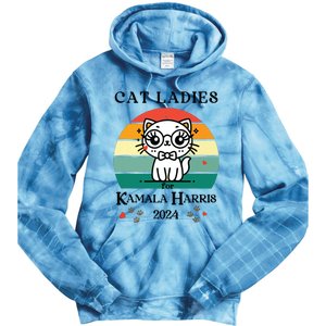 Cat Ladies For Kamala Harris Tie Dye Hoodie