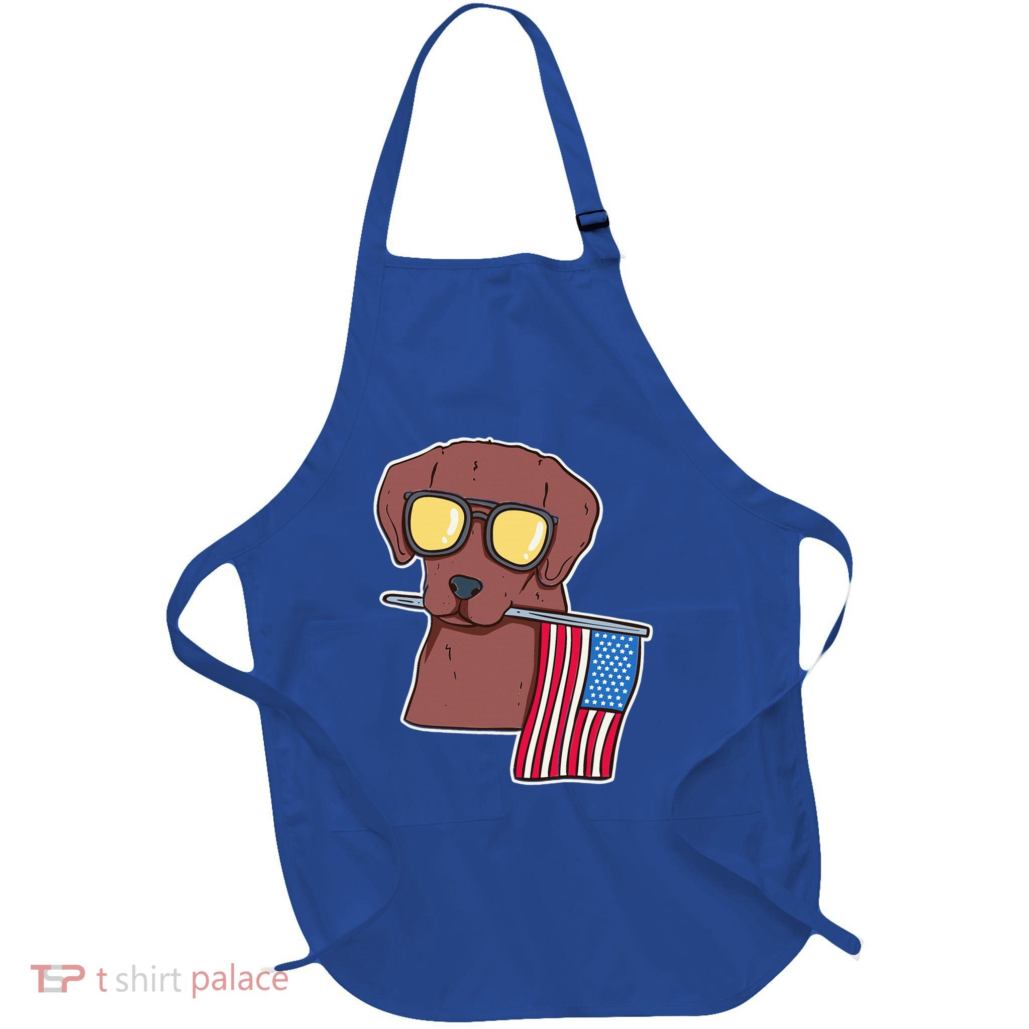 Chocolate Lab For 4th Of July Full-Length Apron With Pockets