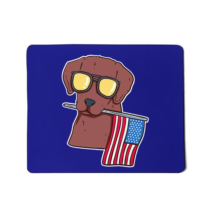 Chocolate Lab For 4th Of July Mousepad