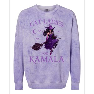 Cat Ladies For Kamalaharris 2024 Witches Harris Halloween Colorblast Crewneck Sweatshirt