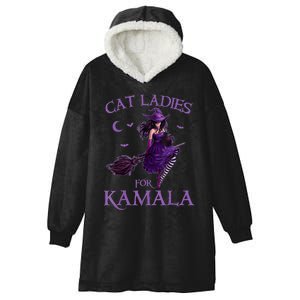 Cat Ladies For Kamalaharris 2024 Witches Harris Halloween Hooded Wearable Blanket