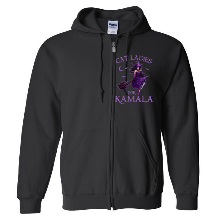 Cat Ladies For Kamalaharris 2024 Witches Harris Halloween Full Zip Hoodie