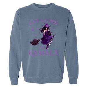 Cat Ladies For Kamalaharris 2024 Witches Harris Halloween Garment-Dyed Sweatshirt