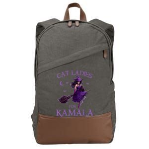 Cat Ladies For Kamalaharris 2024 Witches Harris Halloween Cotton Canvas Backpack