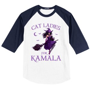 Cat Ladies For Kamalaharris 2024 Witches Harris Halloween Baseball Sleeve Shirt