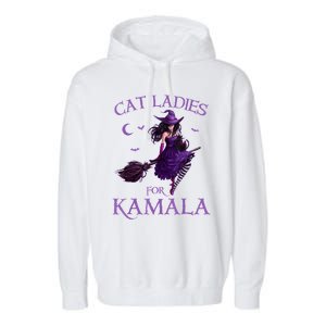 Cat Ladies For Kamalaharris 2024 Witches Harris Halloween Garment-Dyed Fleece Hoodie