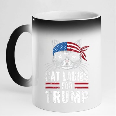 Cat Ladies For Trump For Donald Trump 2024 11oz Black Color Changing Mug