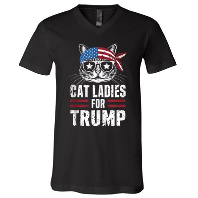 Cat Ladies For Trump For Donald Trump 2024 V-Neck T-Shirt