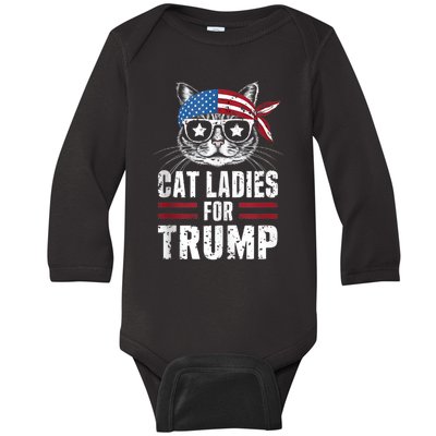 Cat Ladies For Trump For Donald Trump 2024 Baby Long Sleeve Bodysuit