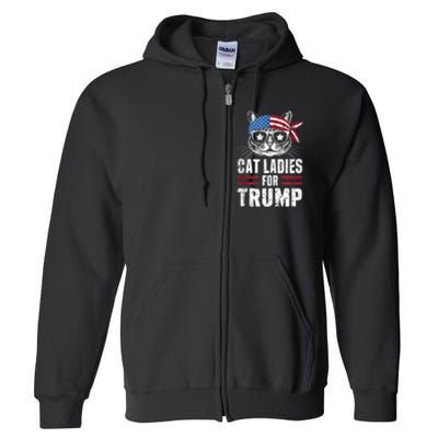 Cat Ladies For Trump For Donald Trump 2024 Full Zip Hoodie