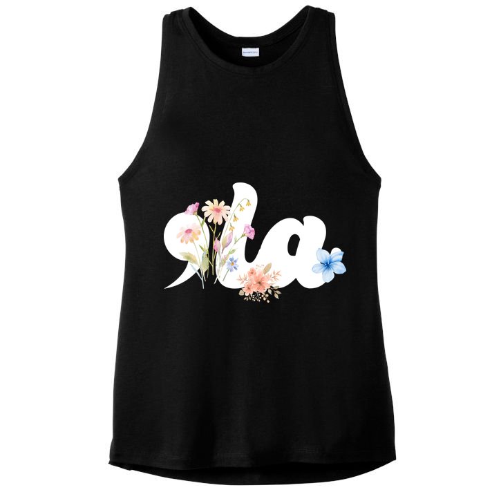 Comma La Floral Kamala Harris President 2024 Ladies PosiCharge Tri-Blend Wicking Tank