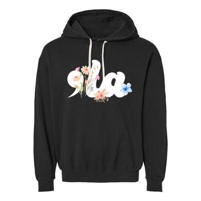 Comma La Floral Kamala Harris President 2024 Garment-Dyed Fleece Hoodie